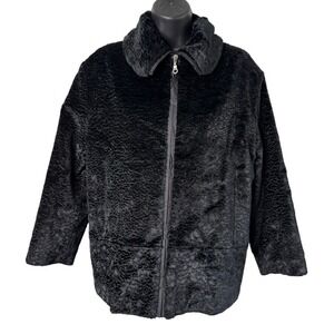 Vintage Varci‎ Faux Fur Jacket Made in Italy Black Sz M? Broadtail Mob Wife